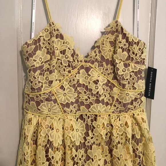 NWT Donna Morgan Yellow Floral Lace Dress - Picture 6 of 8
